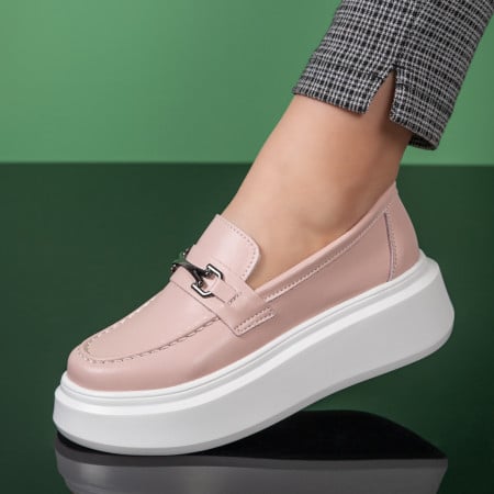 Reduceri incaltaminte dama, Pantofi casual dama roz din Piele naturala ZEF11355, zeforia.ro