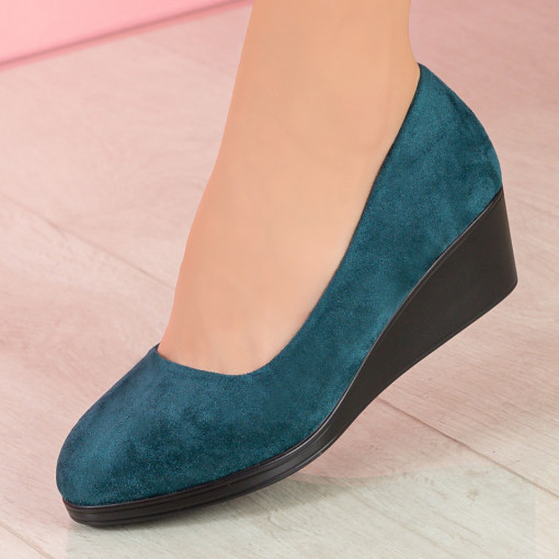 Pantofi cu platforma dama verzi din material textil MDL01679