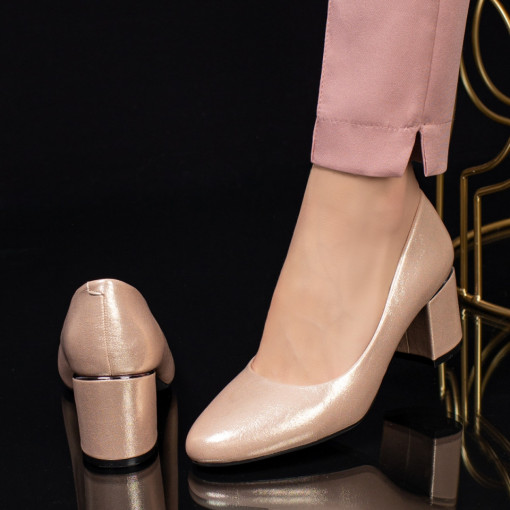 Pantofi cu toc dama bej MDL033838