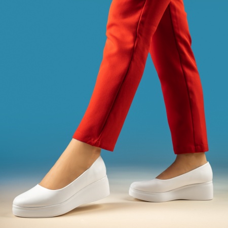 Pantofi dama casual cu platforma albi IRIS49, 2, modlet.ro