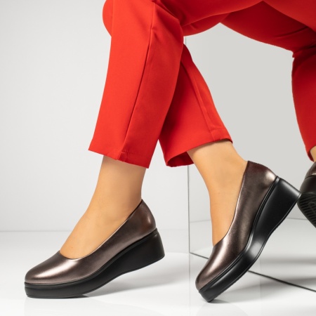Pantofi dama casual cu platforma argintii IRIS49, 4, modlet.ro