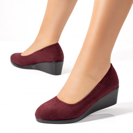 Pantofi dama, Pantofi dama casual cu platforma visinii suede MOD01679, modlet.ro
