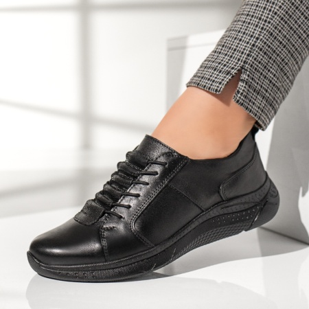Pantofi casual dama, Pantofi dama casual negri din Piele naturala MOD11466, modlet.ro