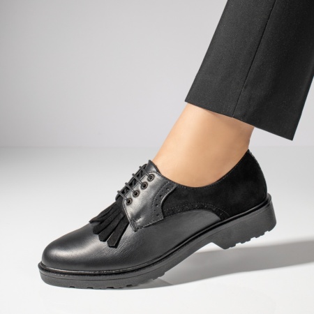 Pantofi casual dama, Pantofi dama casual negri Piele naturala MOD06412, modlet.ro