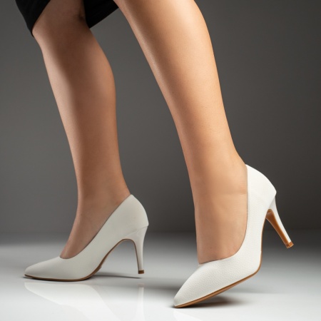 Pantofi dama cu toc albi MOD12891, 3, modlet.ro