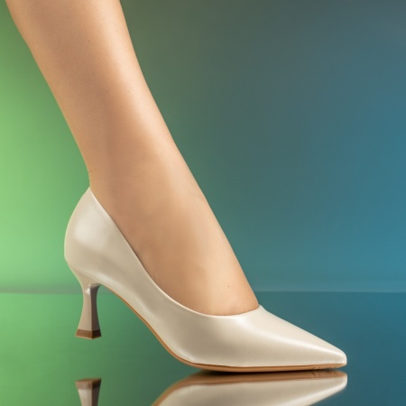 Pantofi dama cu toc bej MOD13931, 4, modlet.ro