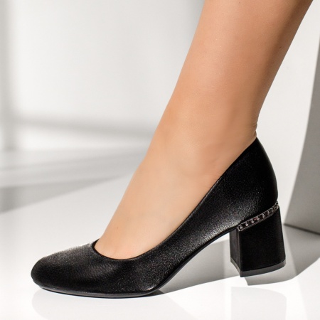 Pantofi dama cu toc gros negri INA5, 3, modlet.ro