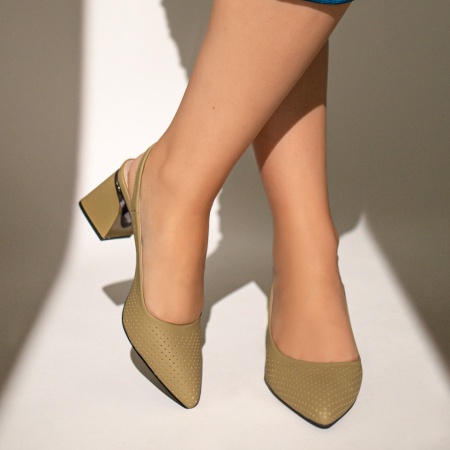 Pantofi dama cu toc gros si bareta verzi IRIS34, 2, modlet.ro