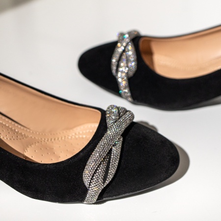 Pantofi dama cu toc gros si strasuri negru suede MOD13979, 4, modlet.ro