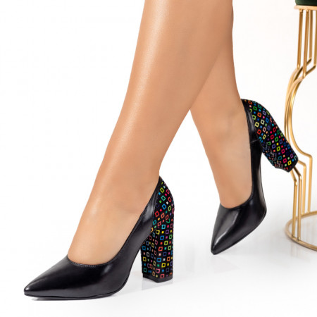 Pantofi dama cu toc si print multicolor din Piele naturala MOD10238, 3, modlet.ro