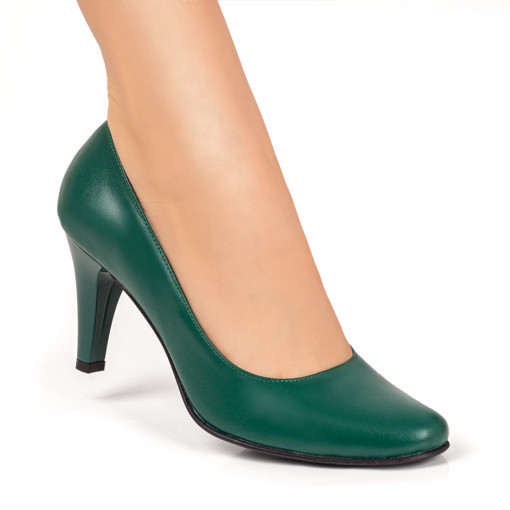 Reduceri incaltaminte dama, Pantofi dama eleganti cu toc verzi din Piele naturala ZEF06149 - zeforia.ro