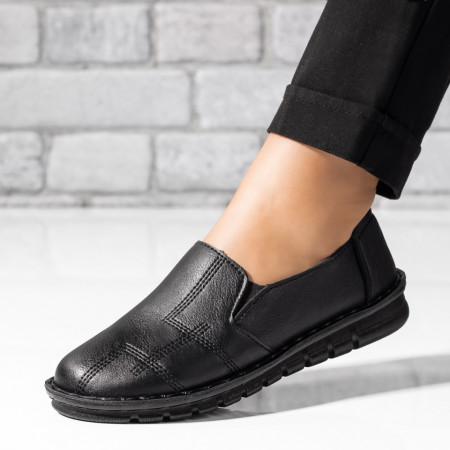 Pantofi dama negri casual cu insertii de material elastic MOD02948