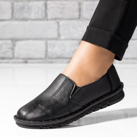 Pantofi dama, Pantofi dama negri casual cu insertii de material elastic ZEF02948 - zeforia.ro