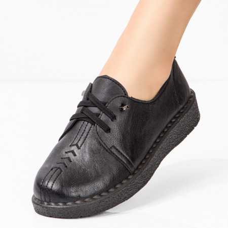 Pantofi dama negri casual cu siret ZEF02951
