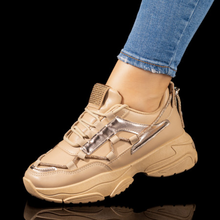 REDUCERI INCALTAMINTE, Pantofi dama sport cu siret khaki MOD10358, modlet.ro