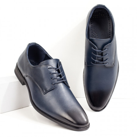 Pantofi barbati eleganti, Pantofi eleganti barbati albastri cu siret MDL09364 - modlet.ro