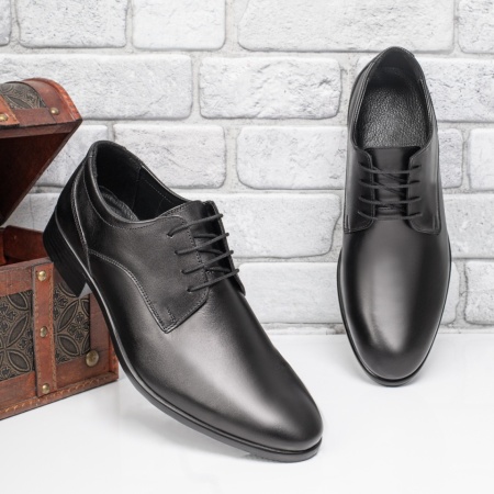Pantofi barbati, Pantofi eleganti barbati cu siret negri din Piele naturala MOD03871, modlet.ro