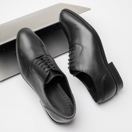 Pantofi eleganti barbati cu siret negri din Piele naturala MOD11464, 4, modlet.ro