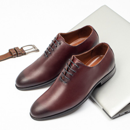 Plateste Jumatate!, Pantofi eleganti barbati din Piele naturala visinii MOD08777, modlet.ro