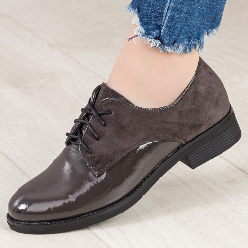 Pantofi gri casual dama din material textil MDL01682