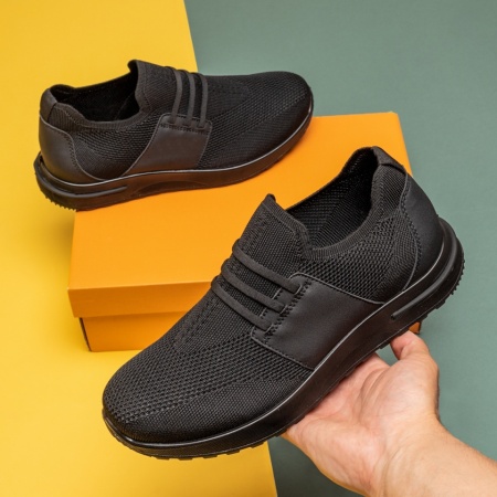 Pantofi sport barbati cu siret elastic negri DAN13, 2, modlet.ro