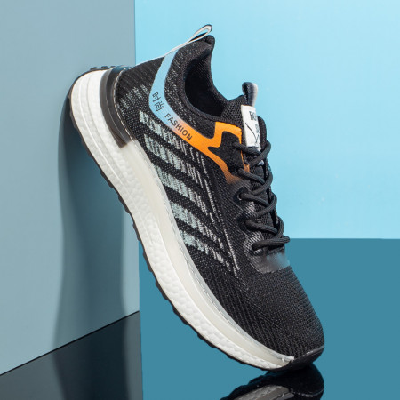 REDUCERI INCALTAMINTE, Pantofi sport barbati din material textil negri MOD09827, modlet.ro