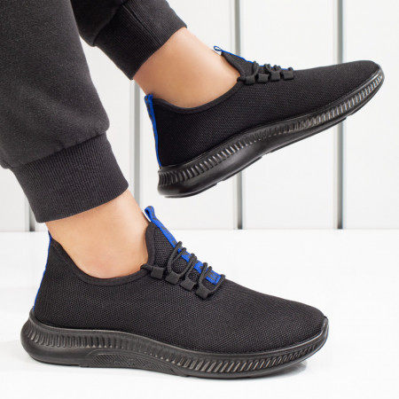Pantofi sport barbati negri cu albastru ZEF05083