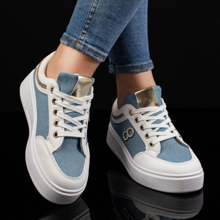 Pantofi sport dama albastri cu talpa groasa MOD11031, 4, modlet.ro