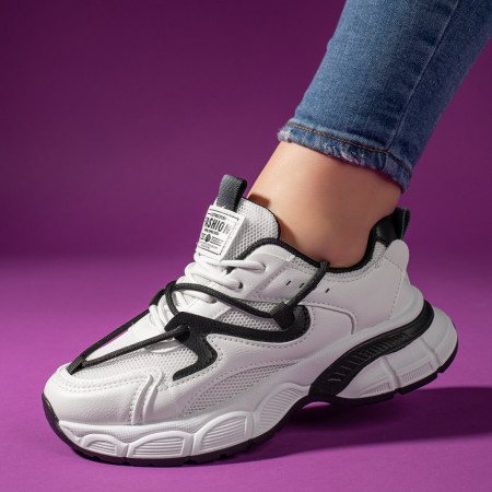 REDUCERI INCALTAMINTE, Pantofi sport dama albi cu negru MOD11071, modlet.ro