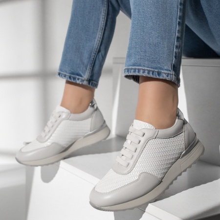 Adidasi dama, Pantofi sport dama cu siret albi MOD13213, modlet.ro