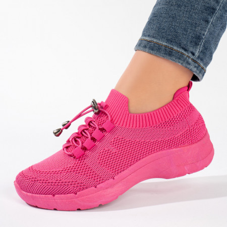 Reduceri incaltaminte dama, Pantofi sport dama cu siret elastic roz inchis ZEF11170 - zeforia.ro
