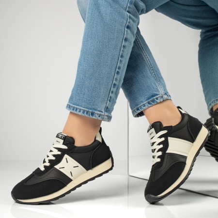 Adidasi dama, Pantofi sport dama cu siret negri MOD13018, modlet.ro