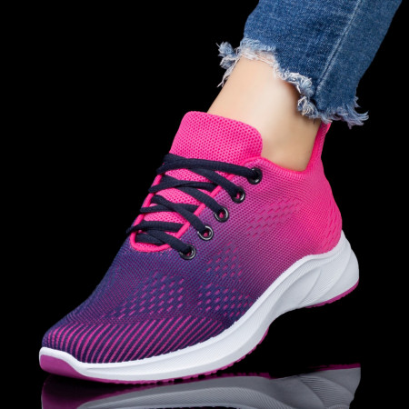 REDUCERI INCALTAMINTE, Pantofi sport dama cu siret roz cu albastru MOD07980, modlet.ro
