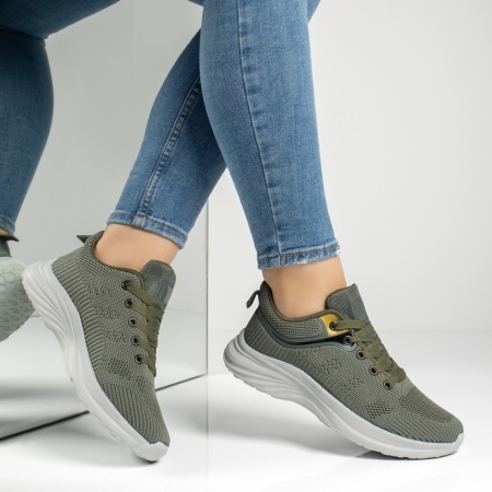 Pantofi sport dama cu siret si talpa groasa verzi MOD13220, 4, modlet.ro