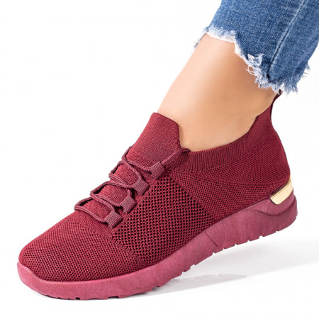 Adidasi dama, Pantofi sport dama cu siret visinii MOD08521, modlet.ro