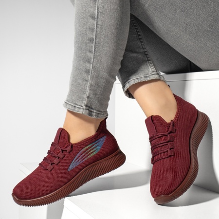 Pantofi sport dama cu siret visinii ZEF13186, 2, zeforia.ro