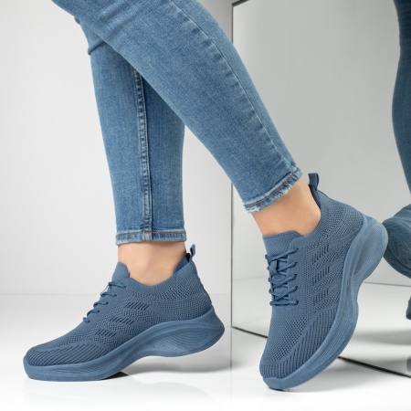 Pantofi sport dama cu talpa groasa albastri MOD13235, 2, modlet.ro