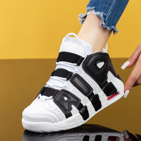 Adidasi dama, Pantofi sport dama cu talpa groasa albi cu negru ZEF07968, zeforia.ro