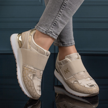 Pantofi sport dama cu talpa groasa bej MOD11116, 4, modlet.ro