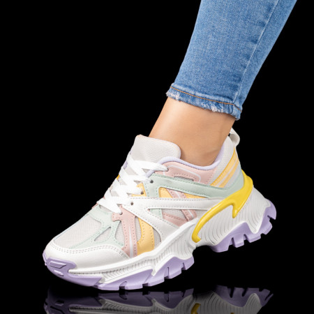 Pantofi sport dama cu talpa groasa multicolori MOD09787, 2, modlet.ro