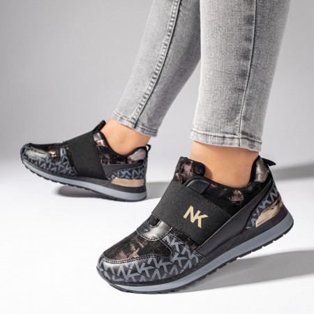 Plateste Jumatate!, Pantofi sport dama cu talpa groasa negri MOD11116, modlet.ro