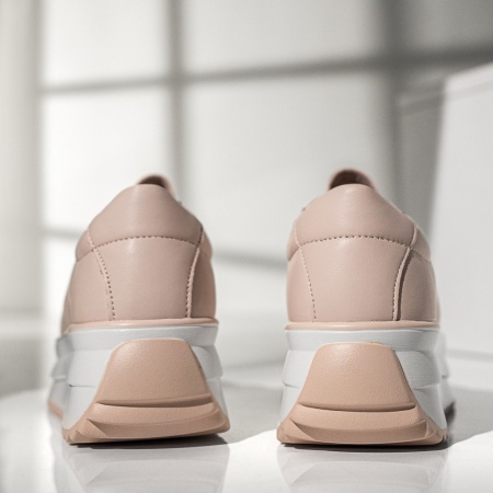 Pantofi sport dama cu talpa groasa roz din Piele naturala MOD12974, 4, modlet.ro