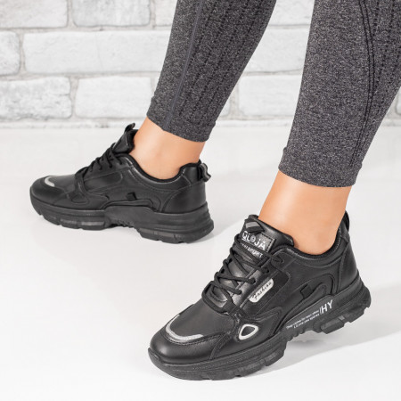 Pantofi sport dama negri cu gri MOD10080, 3, modlet.ro
