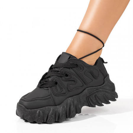 REDUCERI INCALTAMINTE, Pantofi sport dama negri cu siret MOD10037, modlet.ro