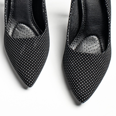 Pantofi Stiletto dama cu toc subtire si imprimeu negri INA33, 2, modlet.ro