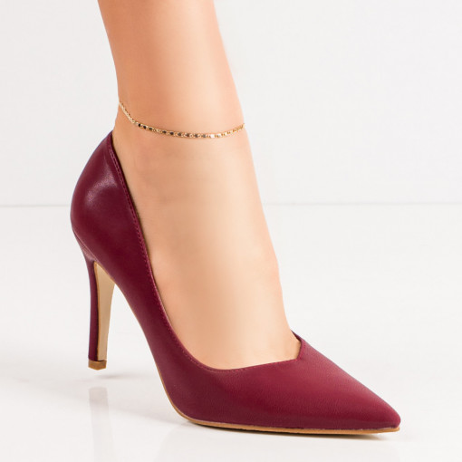 Pantofi Stiletto rosii dama cu toc subtire si aspect mat MOD06494