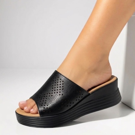 Papuci casual dama cu platforma negri ZOE19, 3, modlet.ro