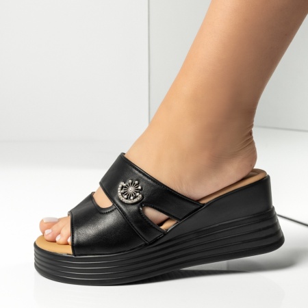 Papuci casual dama cu platforma negri ZOE3, 2, modlet.ro