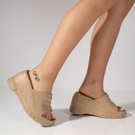 Papuci dama cu platforma khaki MOD11483, 4, modlet.ro
