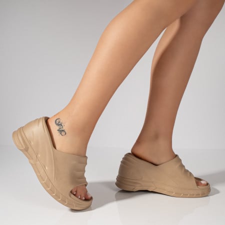 Papuci dama cu platforma khaki ZEF11483, 4, zeforia.ro